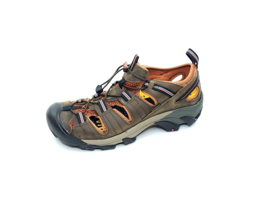 KEEN Arroyo II Mens Hiking Sandals Brown Black Orange Leather Size 11.5